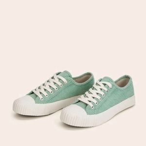 NWT Lace-up Front corduroy sneakers color mint green size EUR40